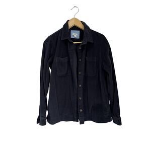 L.L.Bean Comfort Corduroy Relaxed Shirt Black Button Down Sz S